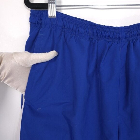 NIKE TEAM Vintage Track Pants XL Blue Ankle Zip‎ Snap White Stripe 90's Straight - Picture 8 of 13